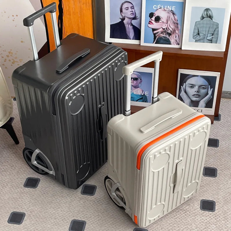 New 24 inch side opening luggage compartment with oversized wheels and 20 inch boarding case, large capacity travel suitcase