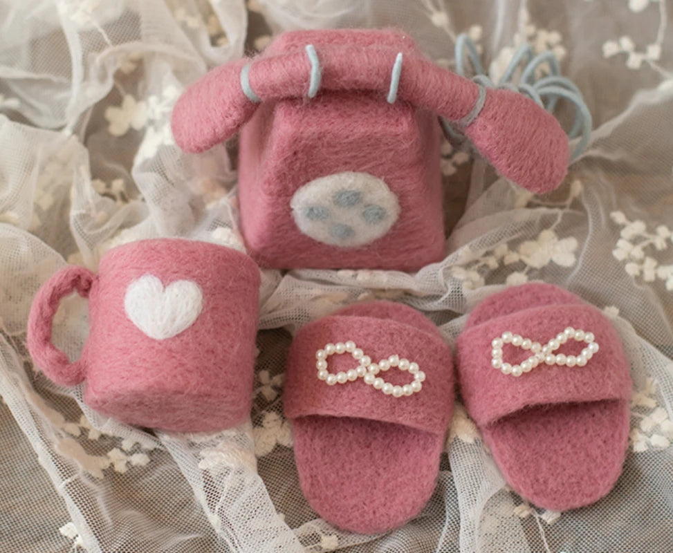 Newborn Photography Props Phone Wool Felt  Doll Rabbit  Clond and Star Photography Props Accessories Baby Studio