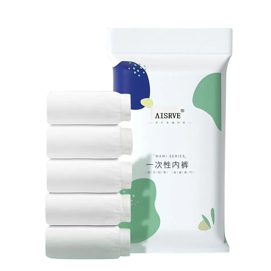 5 Pcs/Pack Convenient Travel Underwear Women Disposable Cotton Panties for Pregnant Postpartum Moms Quick Trips Daily Disposal