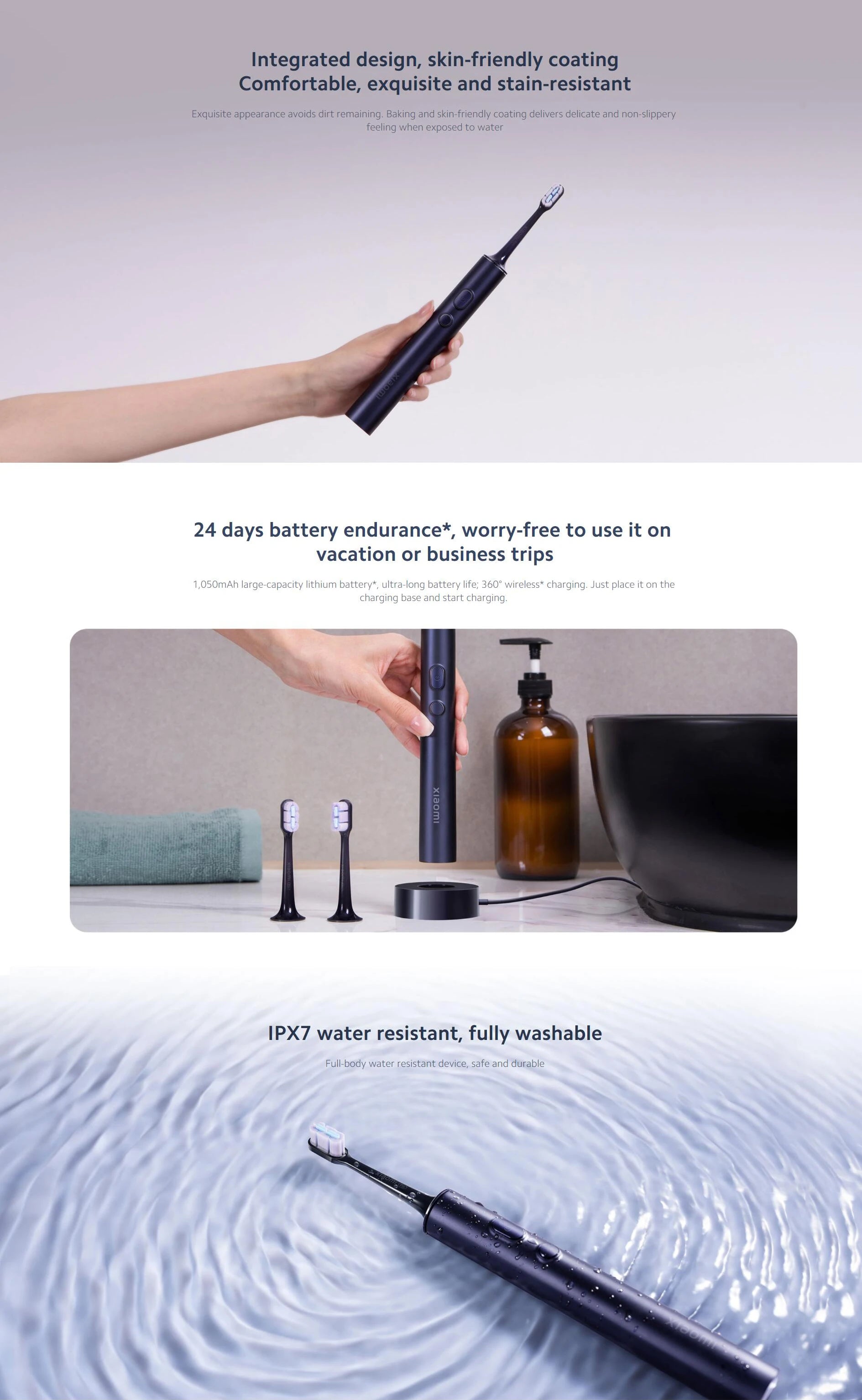 XIAOMI MIJIA T700 Sonic Electric Toothbrush Teeth Whitening Ultrasonic Vibration Oral Cleaner Brush Smart APP LED Display