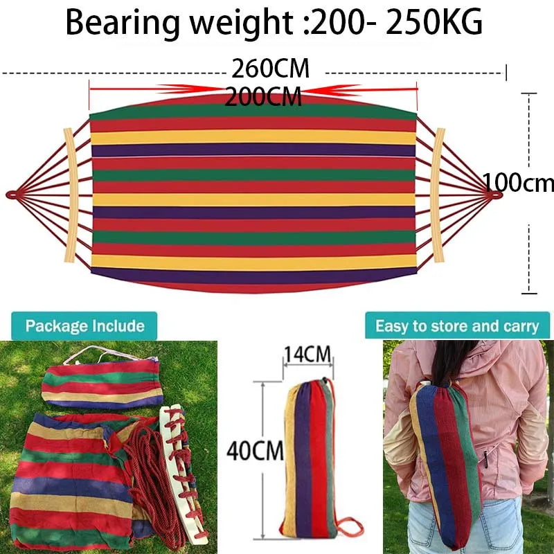 Outdoor Canvas Camping Hammock Anti Rollover Portable Thicken Fabric Single/Double Hammock with Carry Bag for Patio, Backyard