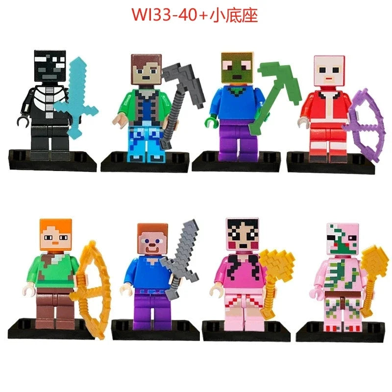 17 Styles Minecrafte Building Blocks Set I/Wi Series 8PCS Set MC Non Repetitive DIY Assembled Toy Birthday Gift action figure