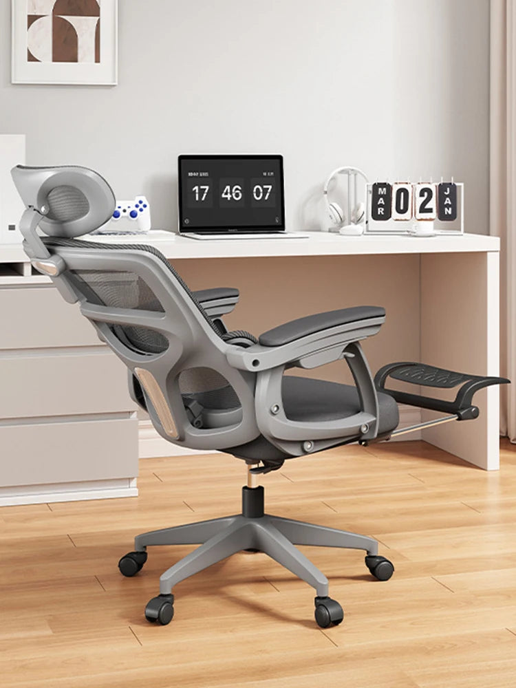 Ergonomic Office Chair Liftable Mesh Computer Chair with 4D Lumbar Support Home Office Swivel Chair with Latex Seat Cushion