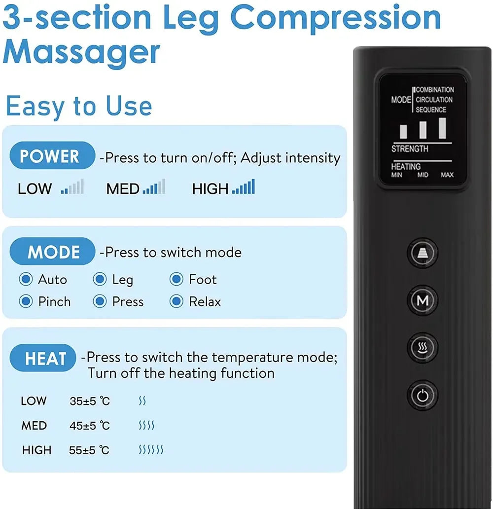 Air Compression Circulation Leg Massager Pneumatic Massage Boots Lymphedema Drainage Release For Athletes
