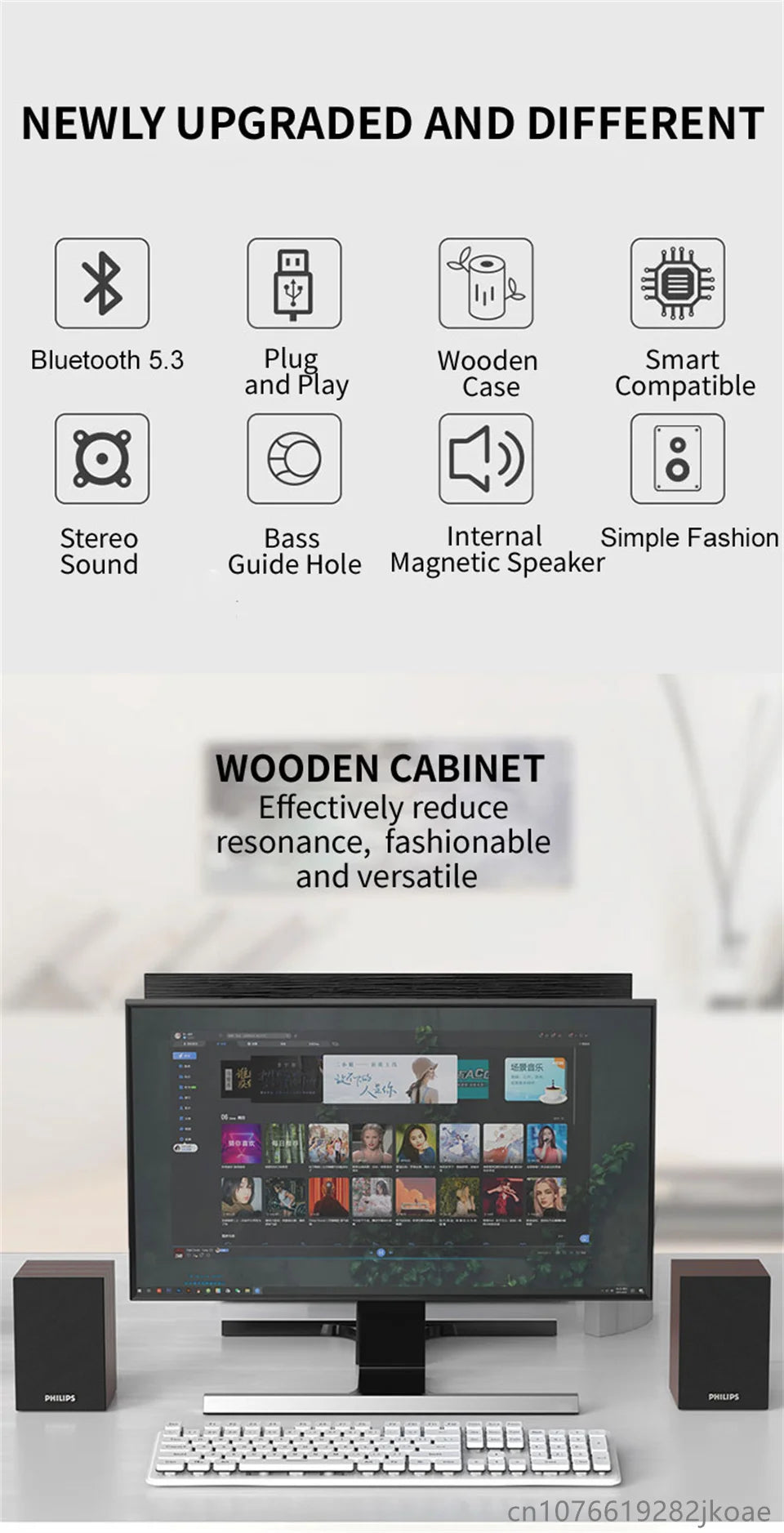 Philips SPA20 Speaker Bluetooth with 360 degree Surround Sound Bluetooth Wireless Stereo for Computer Macbook Laptop