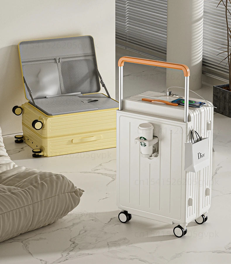 Front Opening Multi-Functional Suitcase Business Wide Trolley Luggage ABS+PC Large-capacity Password Box Travel Trolley Case