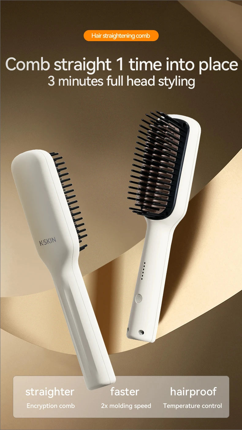 KSKIN Top Hot Sale Hair Straightener 2 in 1 Mini Brush Multifunctional Professional Hair Flat Iron Hair Comb