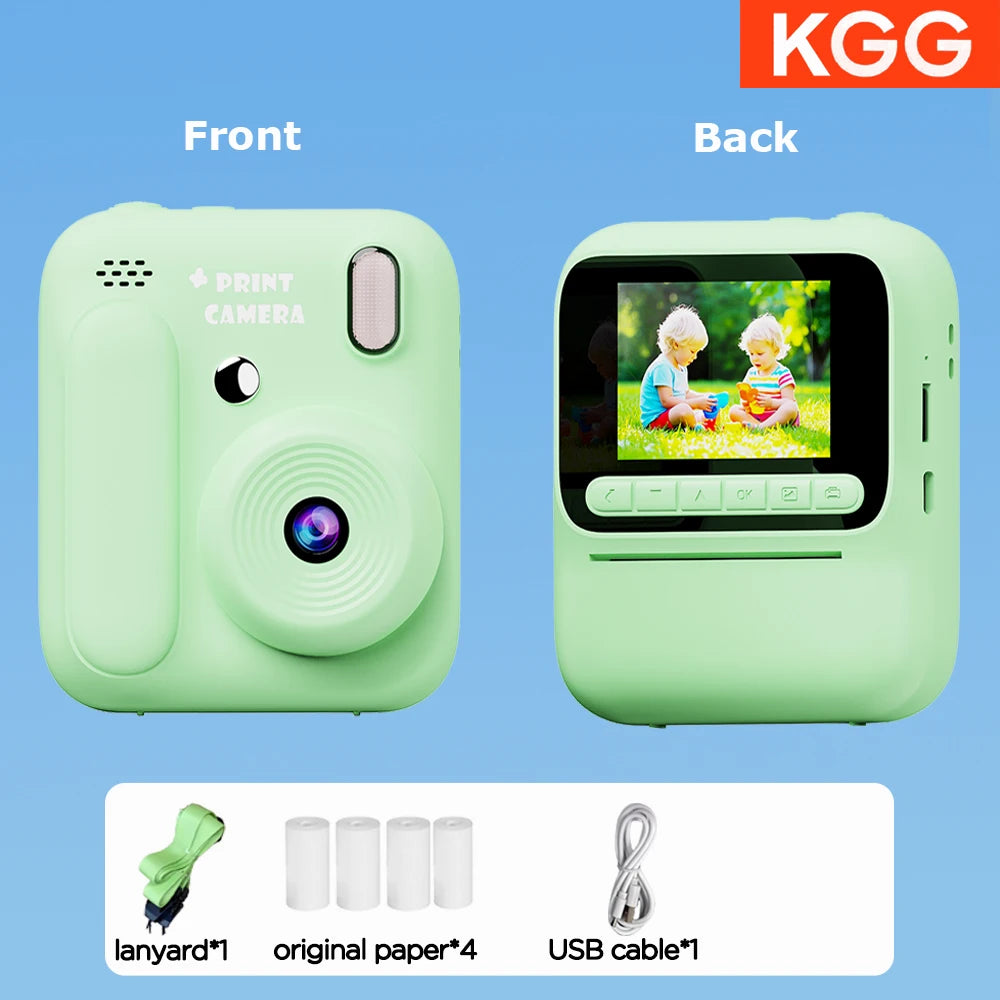 Color Printing Camera  Kids Instant Camera 32GB 1080P Thermal Print Digital Camera Print Photo Video Games Music Children Gift