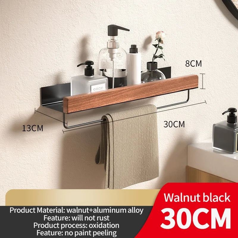 Wood Aluminum Waterproof for Bathroom Shelf Shelves Shampoo Makeup Storage Holder Accessories Kitchen Sorage