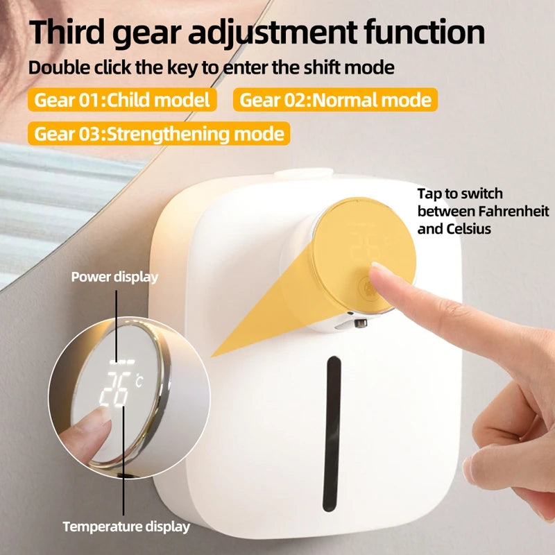 Wall-mounted Automatic Soap Dispenser Multifunctional Infrared Sensor LED Digital Display Touchless Foam USB Rechargeable