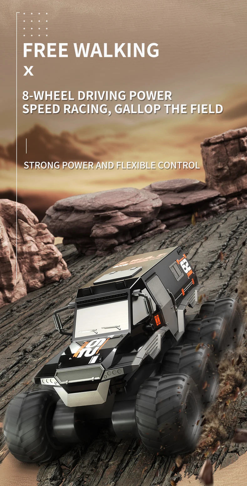 ﻿ JJRC Q137 8x8 2.4G Remote Control Car 8wd Off-road Amphibious Stunt Vehicle 8-Wheel Speed Racing Truck Waterproof Crawler Toys