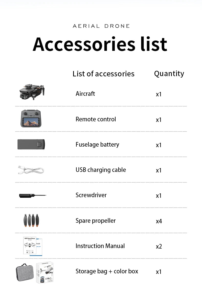 L106-1 GPS Professional Drone With 4K HD Camera Screen Remote 5G WIFI 3KM EIS Obstacle Avoidance FPV Brushless Quadcopter