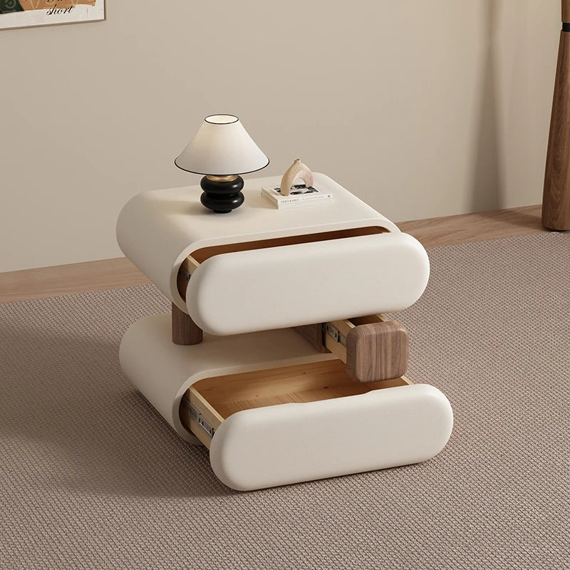 Cream Style Elegant Nightstands Space Saving Glamour Luxury Bedside Tables Trendy Creative Table De Chevet Bedroom Furniture