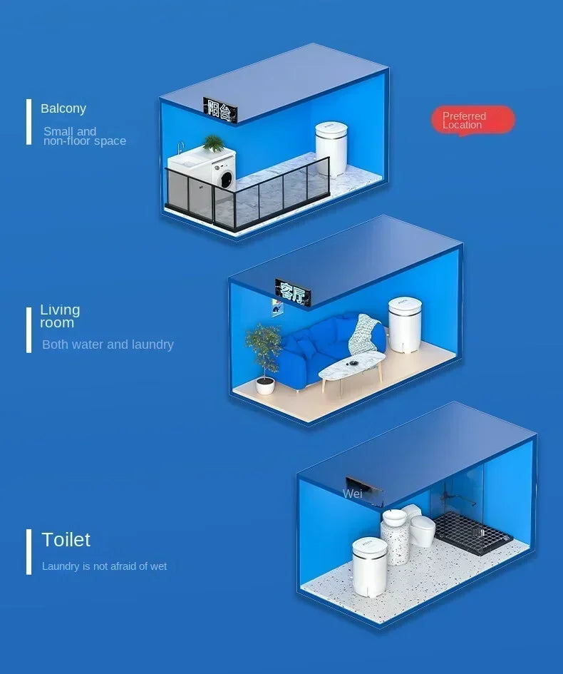 220V VCJ Single Tub  Washing Machine| Mini Laundry Washer for Baby and Child Clothes DW