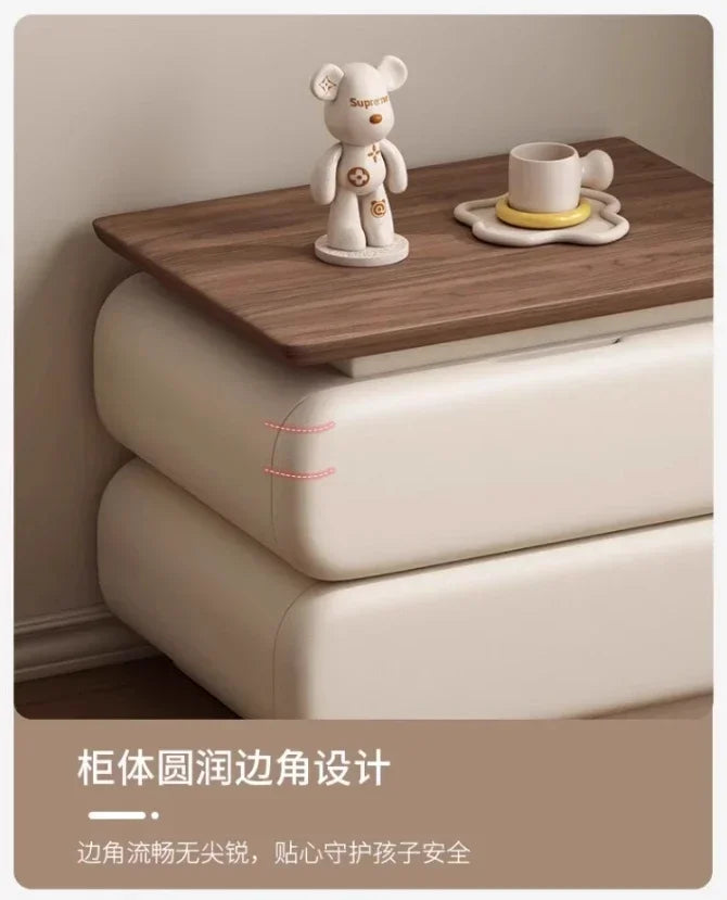 Cream Style Bedside Table Space Saving Nordic Trendy Unique Nightstands Storage Drawers Mesita De Noche Bedroom Furniture