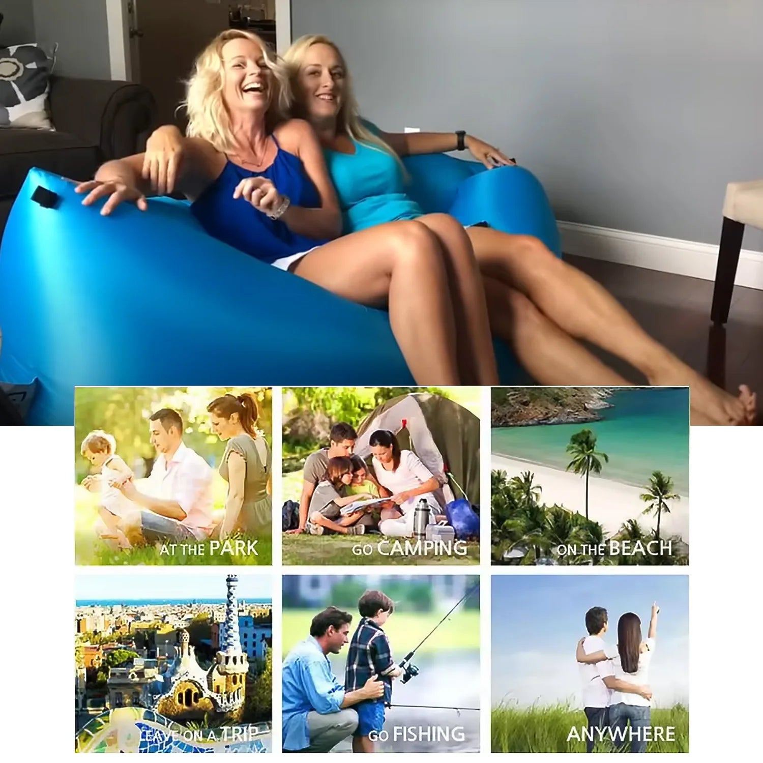 Inflatable Sofa Air Sofa Chair Portable Foldable Sleeping Bag WaterProof Couch Outdoor Camping Picnics Chairs Beach Accessories