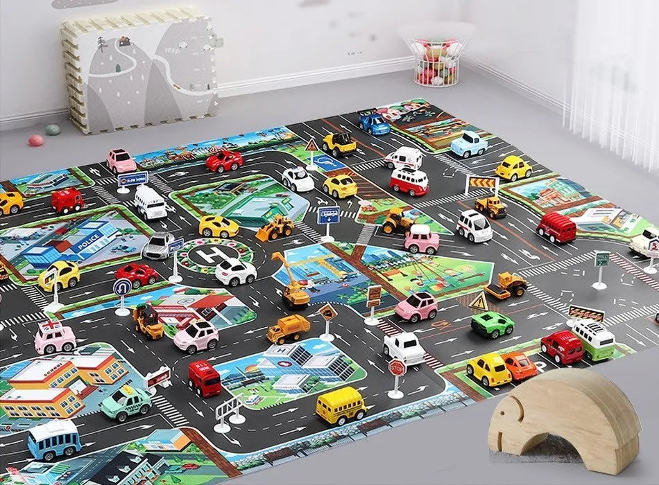 130*100cm Baby Crawling Mat for Children Cartoons Traffic Rug Indoor Toys City Road Carpet Kids Game Little Girl and Boy Playmat