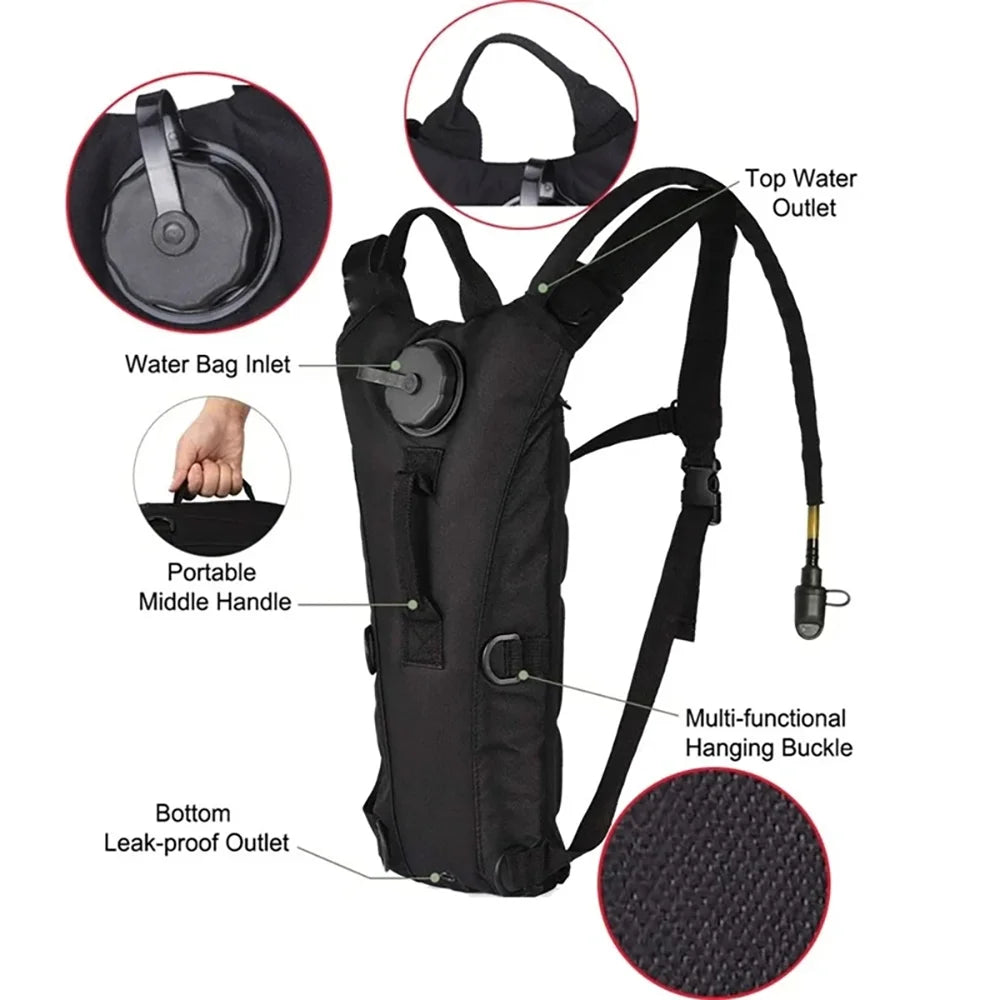 Tactical Hydration Backpack 3L Waterproof Water Bag Outdoor Sports Travel Cycling Mountaineering Convenient Water Bottle bag