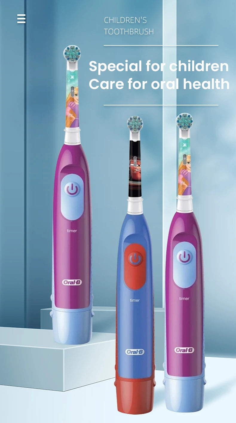 Oral B DB5510K Electric Toothbrush Children Rotary Teeth Brush Soft Bristles 2Min Timer Waterproof Battery Powered For 3-12 Ages