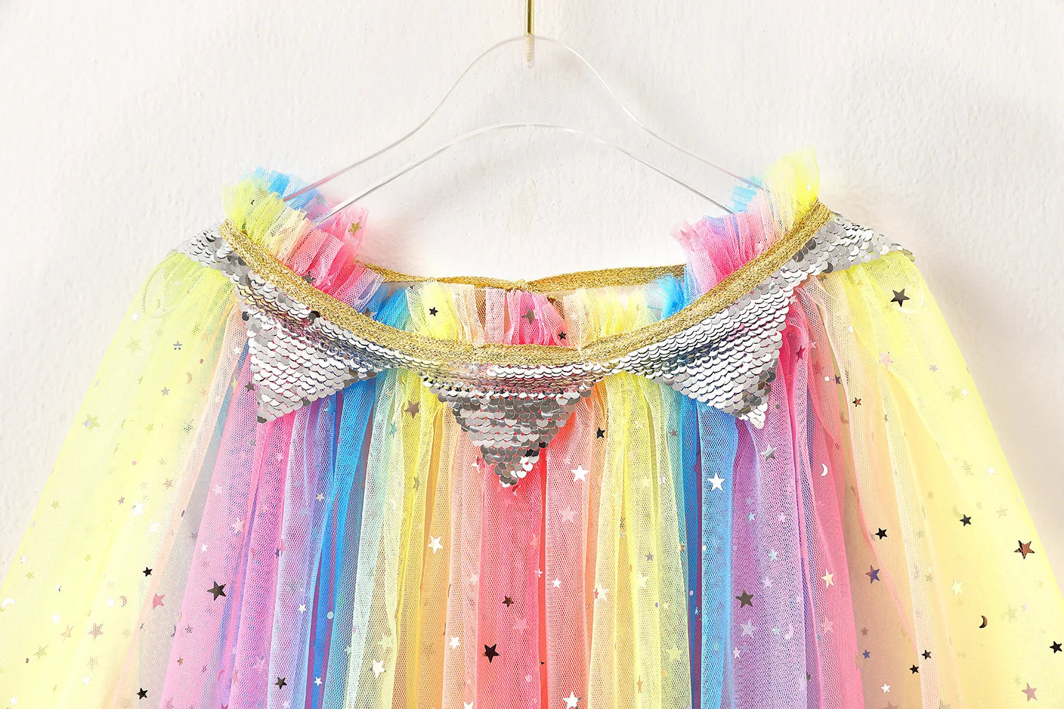 Christmas Halloween Girls Cloak Outerwear One Size Sequins Shawl Kids Coat for Birthday Party Beach Rainbow Princess Costume