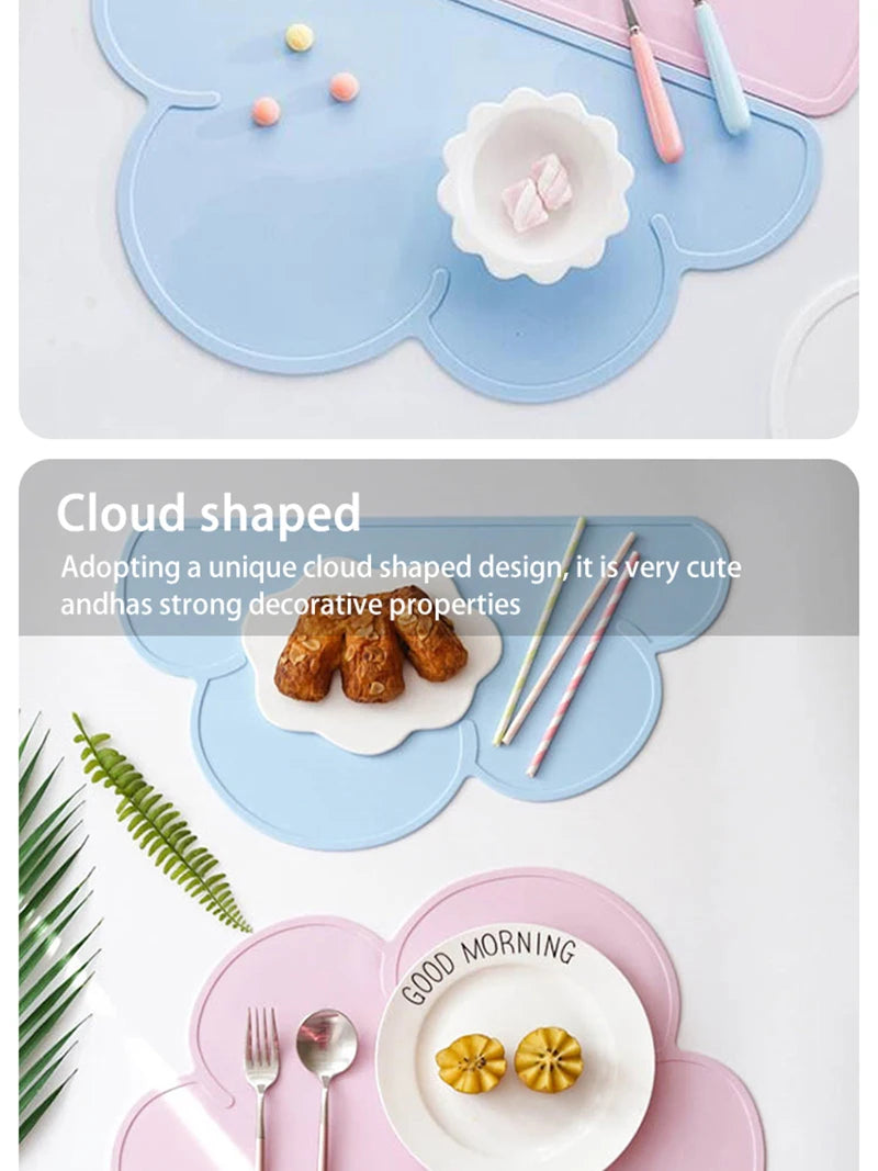 Cloud style Pet Feeding Mat for Cats and Dogs with Nonspill Nonslip Waterproof Leakage Food Easy to Clean Silicone Placemats