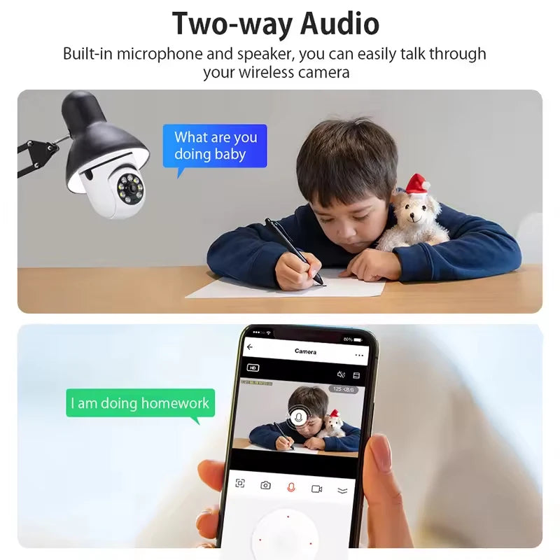 Bulb Surveillance Camera Full Color Night Vision Automatic Human Tracking Zoom Indoor Security Monitor Wifi Camera Smart Home