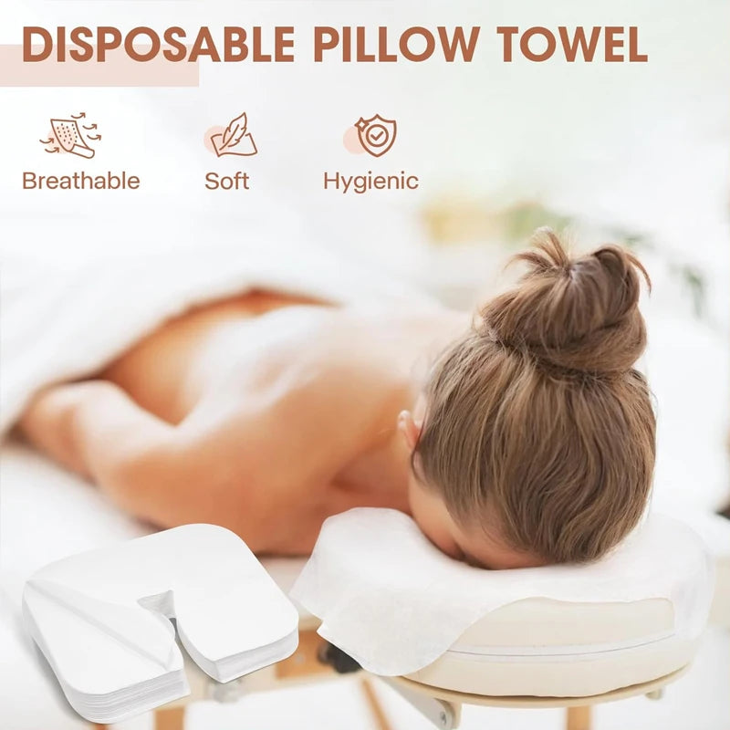 500/100pcs Disposable Face Cradle Covers Headrest Massage Pillow Paper Soft Non-Woven Face Covers for Spa Salon Beauty Supplies