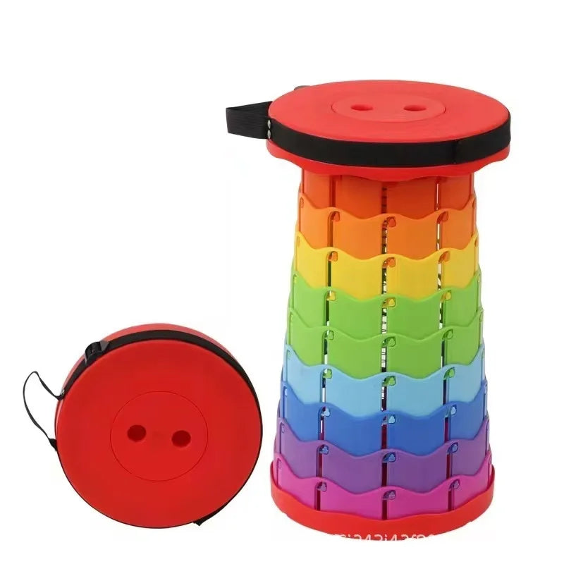 Portable Folding Telescopic Stool Lightweight Plastic Subway Queuing Chair Outdoor Camping Chair Fishing Seat