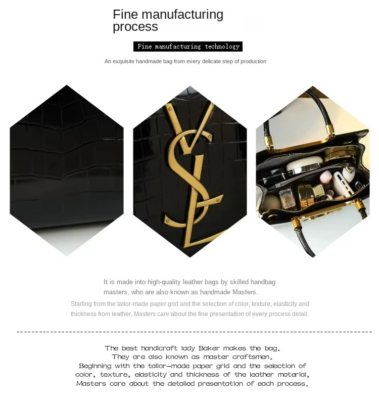 High-grade light luxury handbag 2024 new autumn and winter fashion Tote bag women's crocodile print single shoulder crossbodybag