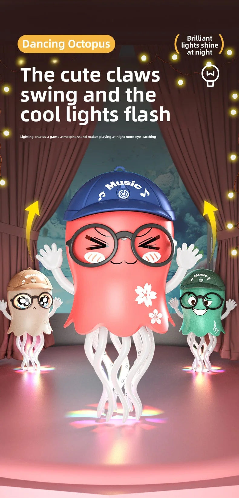 Dancing Octopu Kid Electronic Pet Toys Cartoon Interactive Development Moving Education Toddler Toy Gift Creative Christmas Gift