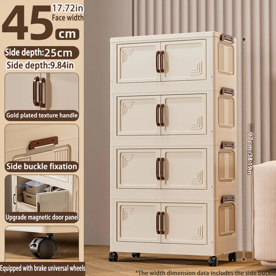45/55/65cm Length Multifunction Folding Storage Cabinet Dustproof Wardrobe Large Capacity Sundries Cabinet