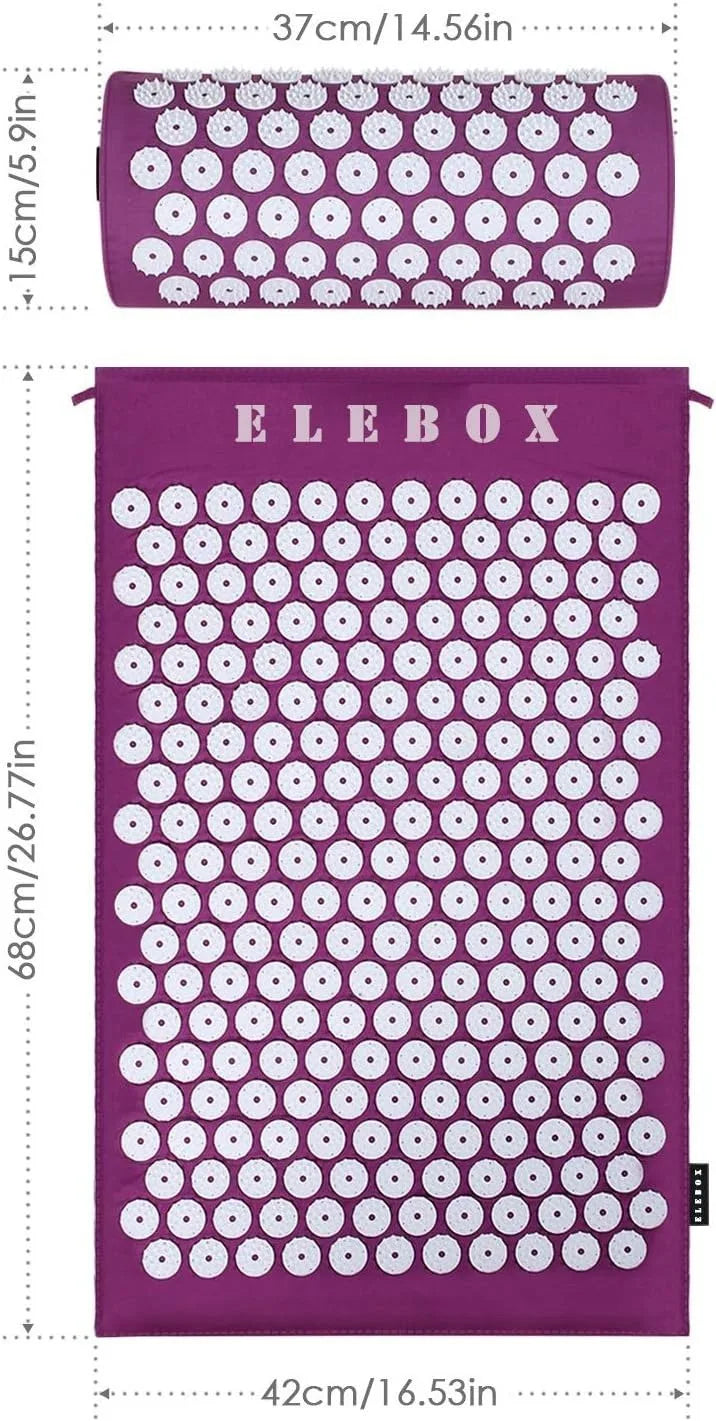 Acupressure Mat Massage Acupuncture Mat and Pillow Set  with Spike Points for Neck, Back and Stress Relief