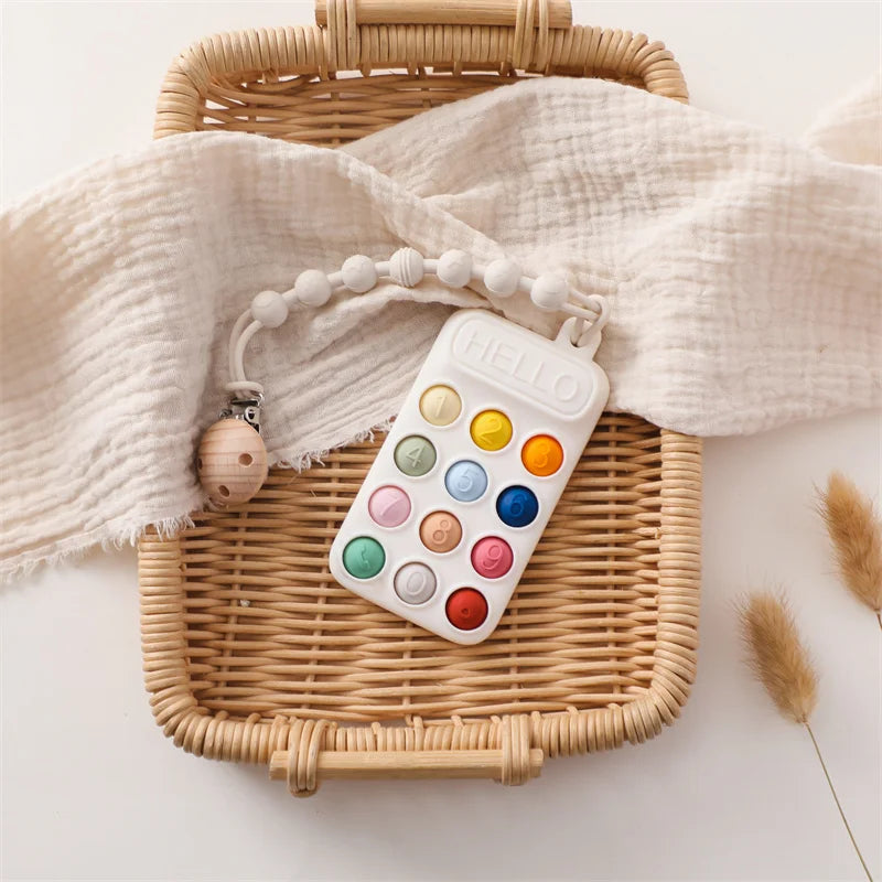 Baby Phone Teether Toy Telephone Sleeping Pacifier Clip Bracelet Simulation Phone Toys Early Educational Learning Toy Kids Gifts