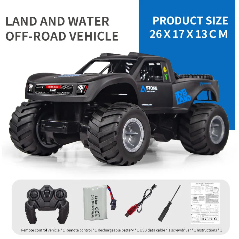 JJRC Q156 4WD 2.4G Amphibious Off-road Climbing RC Flip Stunt Car Racing All-terrain Waterproof Children's RC Toys Gifts