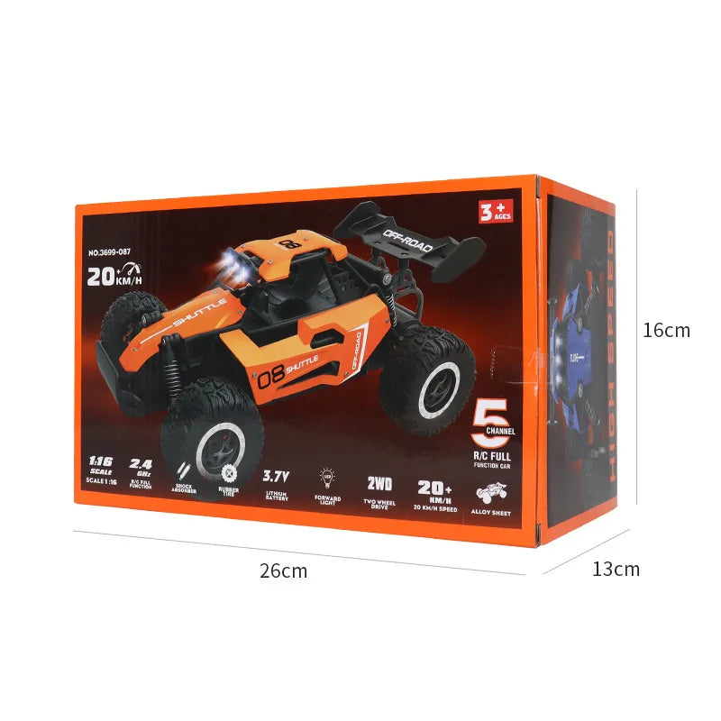 Remote Control Car RC Drift Racing 1:16 Vehicle Off Road Alloy 2.4G Radio High-Speed Trucks With LED Light Climbing Gift Kid Toy