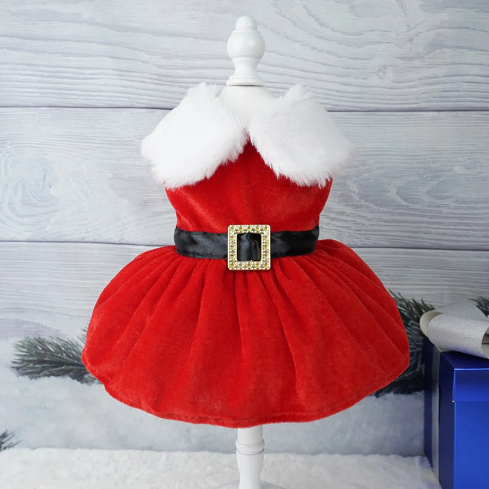 Christmas Dog Dress Pet Christmas Costume Cat Clothes Girl Puppy Xmas Holiday Party Cosplay Outfit Winter Apparel for Small Dogs