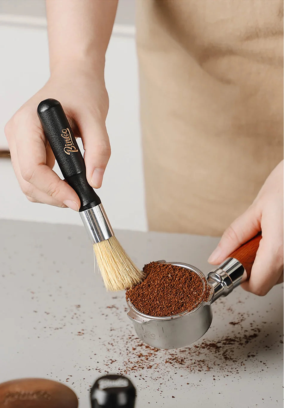 Vintage Coffee Brush Grinder Cleaning Tool Retro Barista Espresso Machine Cleaner Solid Wood Brush Coffee Machine Accessories