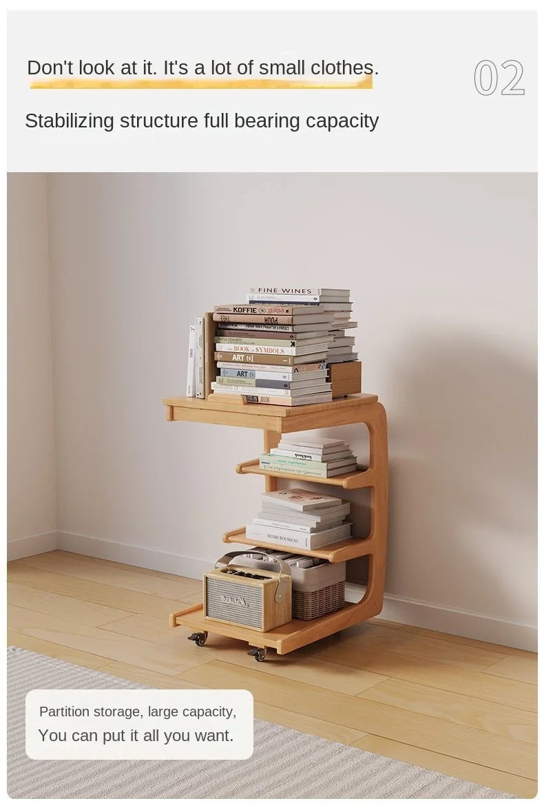 X&D Solid Wood Sofa Side Several Movable Living Room With Wheel Side Cabinet Bedside Shelf Simple Household Coffee Small Table