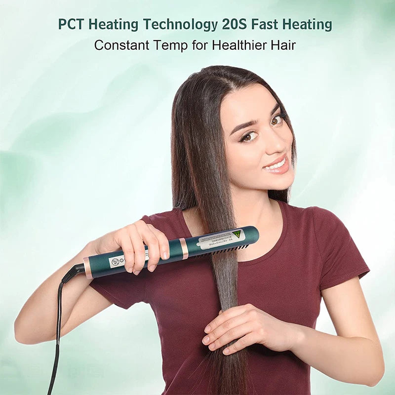 Electric Hair Straightening Brush Fast Heating Hot Comb Brush Negative Ion Hair Straightening Comb