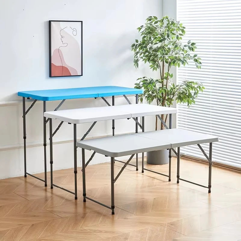 New Outdoor Folding Table Height Adjustable Portable Camping Desk Garden Waterproof High-quality Dining Long Table White Chair