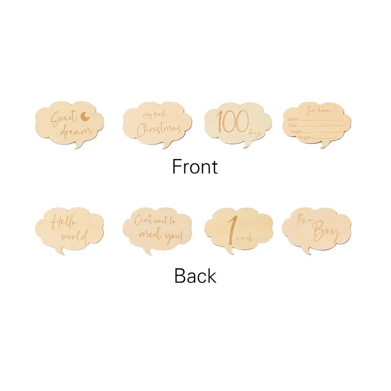 Baby Wooden Monthly Memorial Milestone Cards Flower Monthly Newborn Engraved Age Photography Accessories Baby Birthing Gift