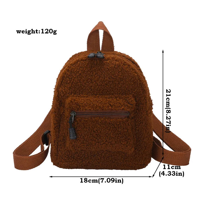 Cute Mini Plush Backpack for Kids Adult Parent-Child Shoulder Bag Autumn Lamb Fleece High-capacity Korean Student Samll Backpack