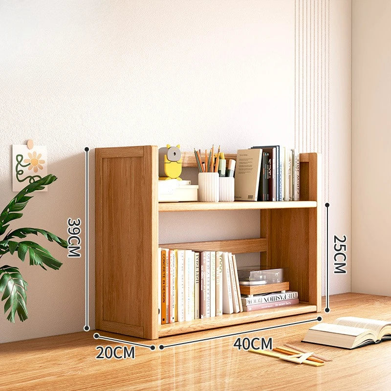 Simple desktop bookshelf dormitory multi-layer storage rack home student desk finishing shelf solid wood with extraction rack