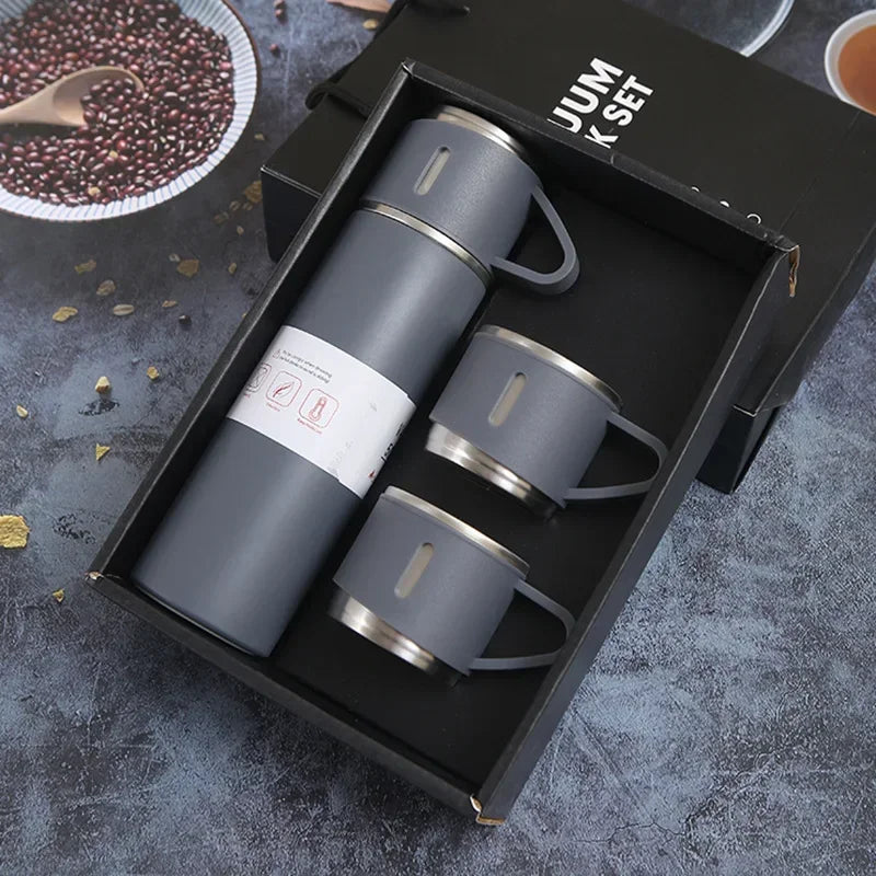Stainless Steel Vacuum Flask Gift Set Business Style Thermos Bottle Outdoor Travel Insulation Cup for Couple Office Drinkware