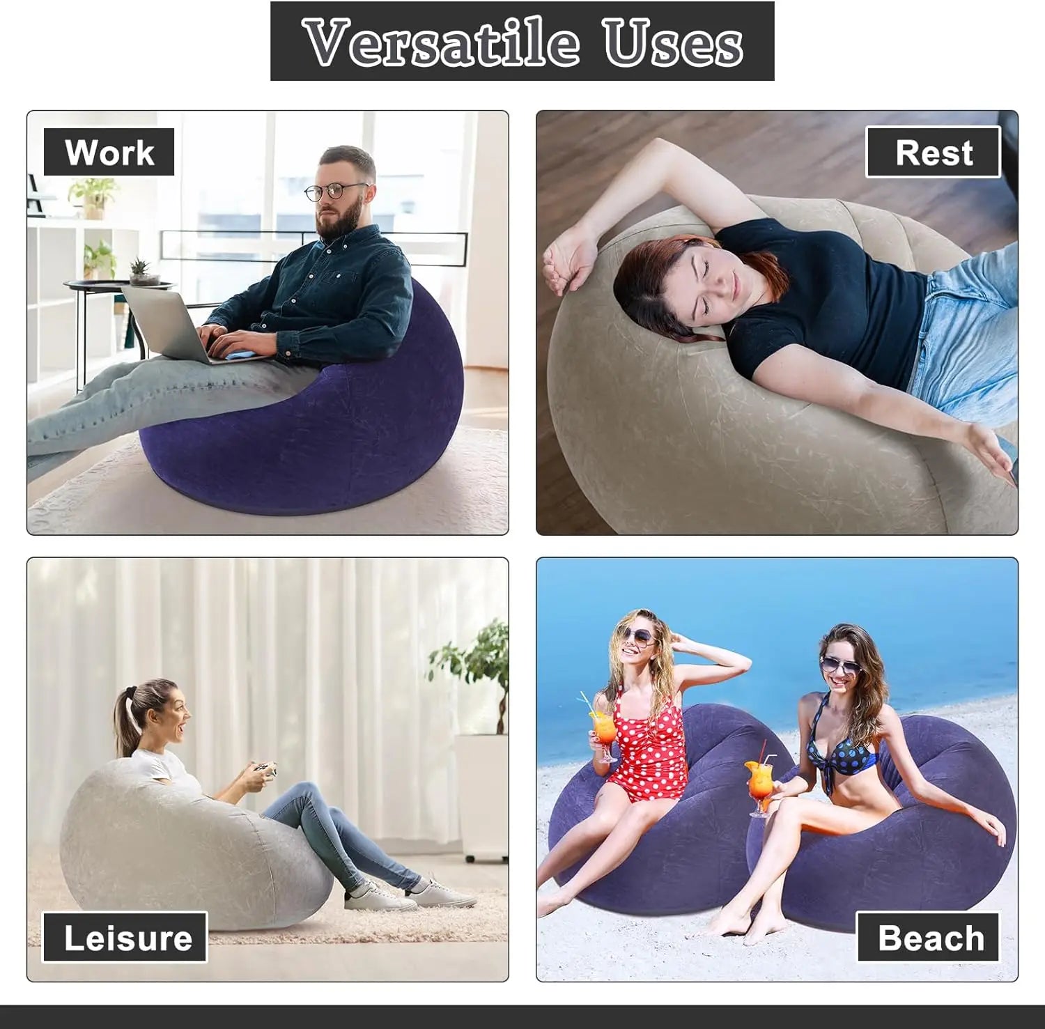 Large Lazy Inflatable Sofa Chairs PVC Lounger Seat Bean Bag Sofas Pouf Puff Couch Tatami Living Room Supply Outdoor Camping