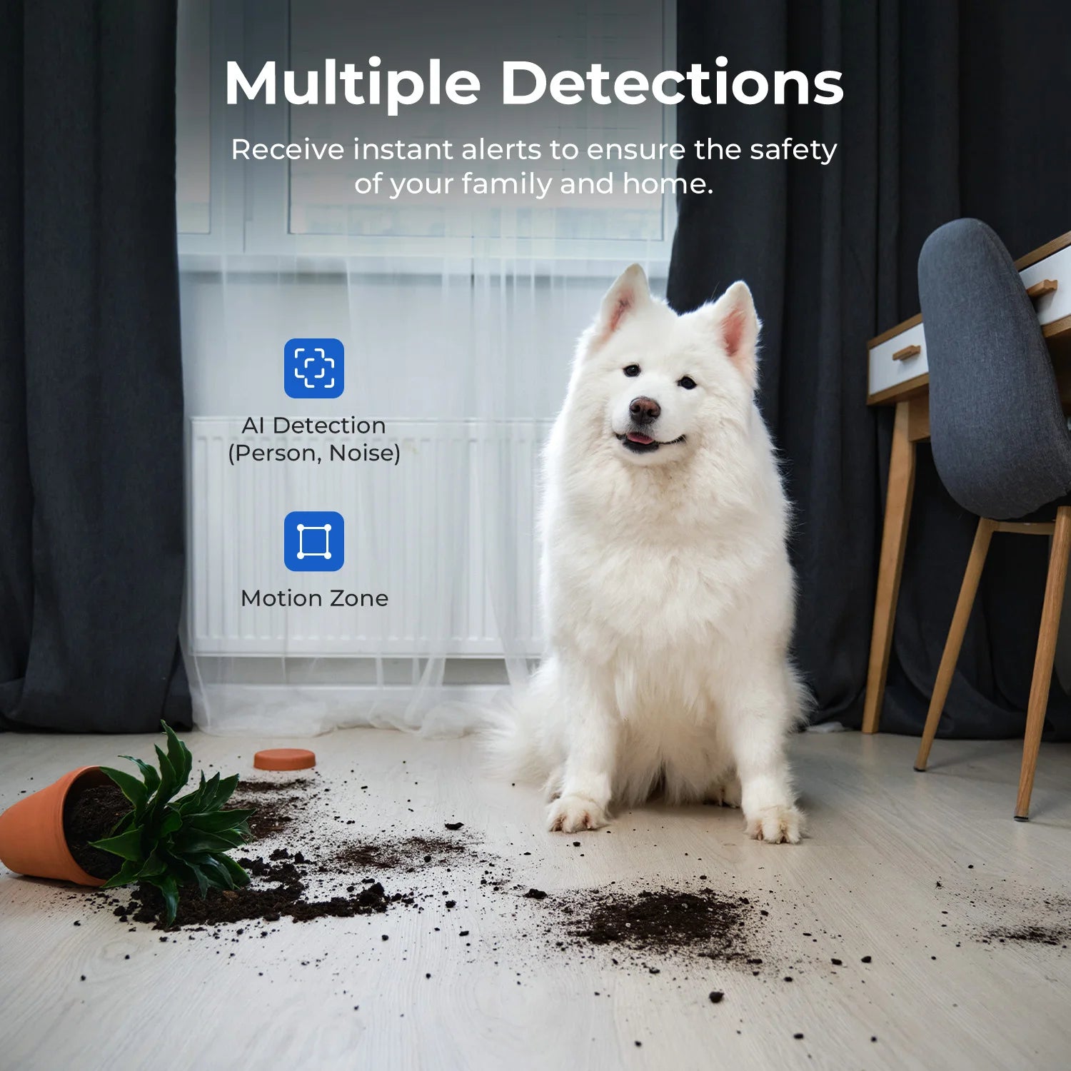 IMILAB C21 2.5K IP Security Camera MiHome App 360° Night Vision Baby Monitor with App, 2-Way Audio, AI Detection