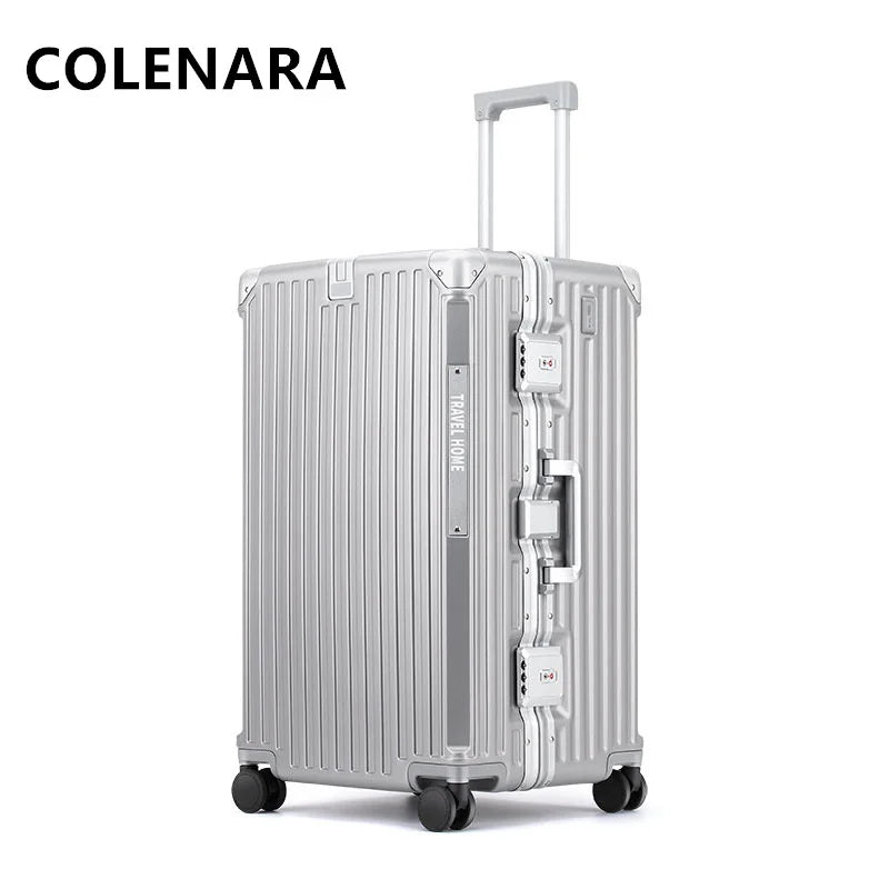 COLENARA High Quality Suitcase Aluminum Frame Large Capacity Trolley Case Cart Travel Bag 24"26"28"30 Inch Rolling Luggage