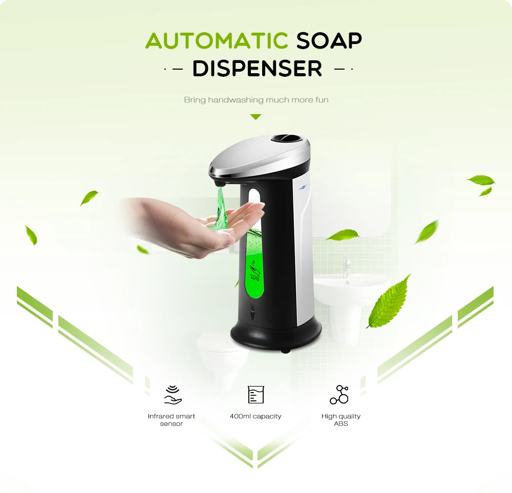 400ml Liquid Soap Dispensers Automatic ABS Intelligent Touchless Sensor Induction Hand Washer For Bathroom Kitchen Dispenser