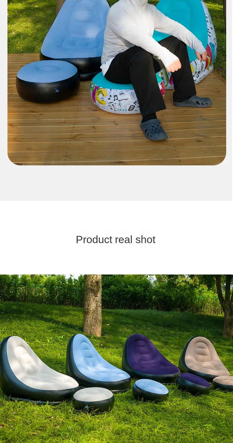 DZ Outdoor Inflatable Sofa Chair Portable Camping Internet Celebrity Thick Plush Lazy Sofa Bedroom Home Leisure Folding Bed 2025