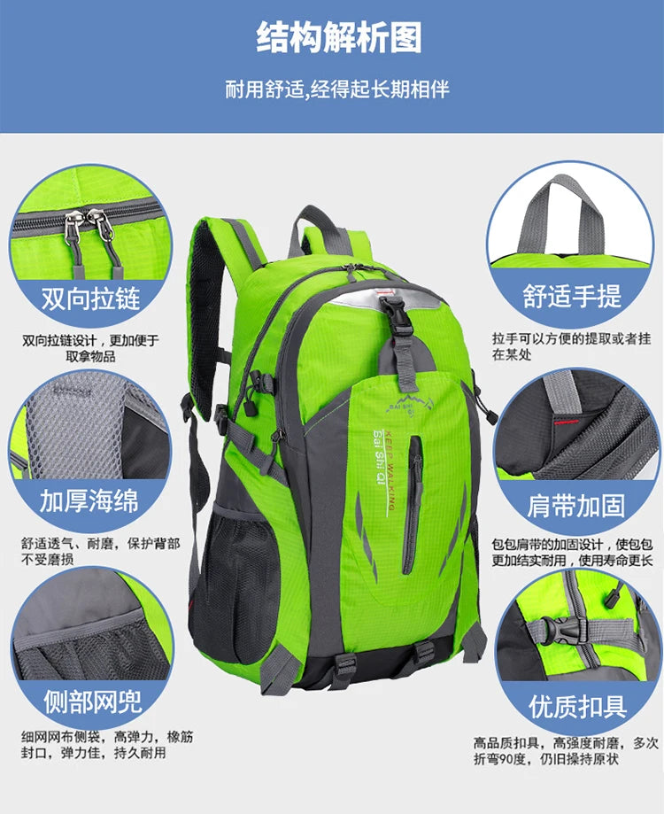 New Camping Backpack 40 Liters Large Capacity Travel Canvas Bag Outdoor Mountaineering Hiking Travel Bag